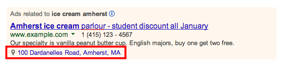 Google ad extensions de local